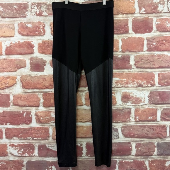 BCBGMaxAzria Pants - BCBGMAXAZRIA Pants Women's Small Black Faux Leather Panel Leggings Stretchy